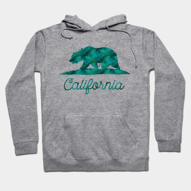 Green Watercolor California State Flag Bear Hoodie by heartlocked